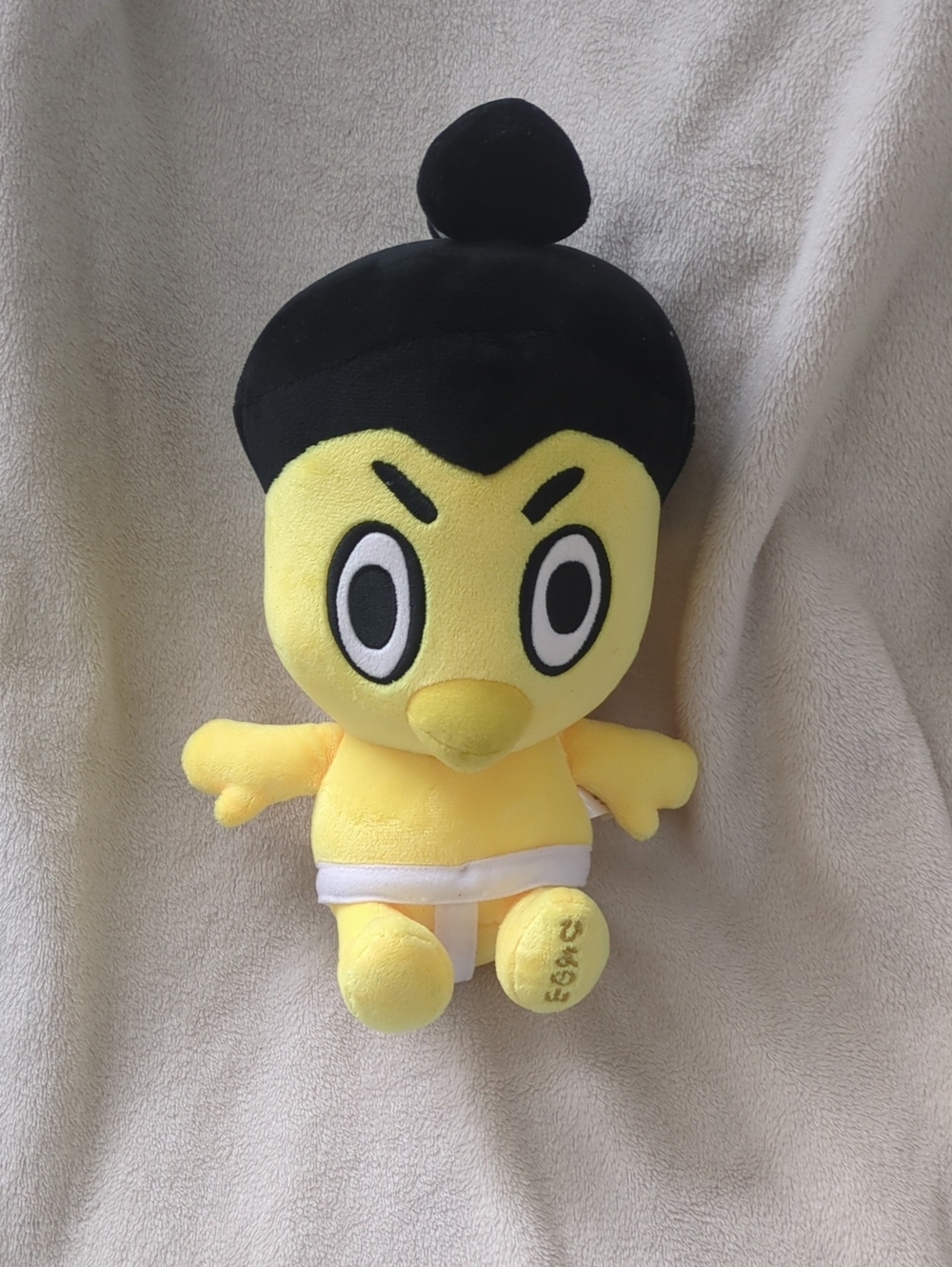Yellow Plush Bird Toy with Black Topknot - Soft Pet Play Plush